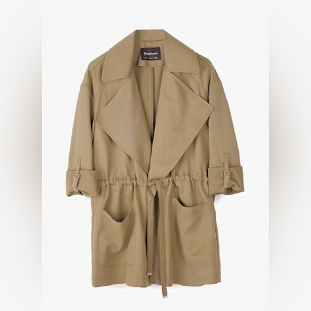 Stradivarius Olive Trench Coat Size S - Picture 3 of 16